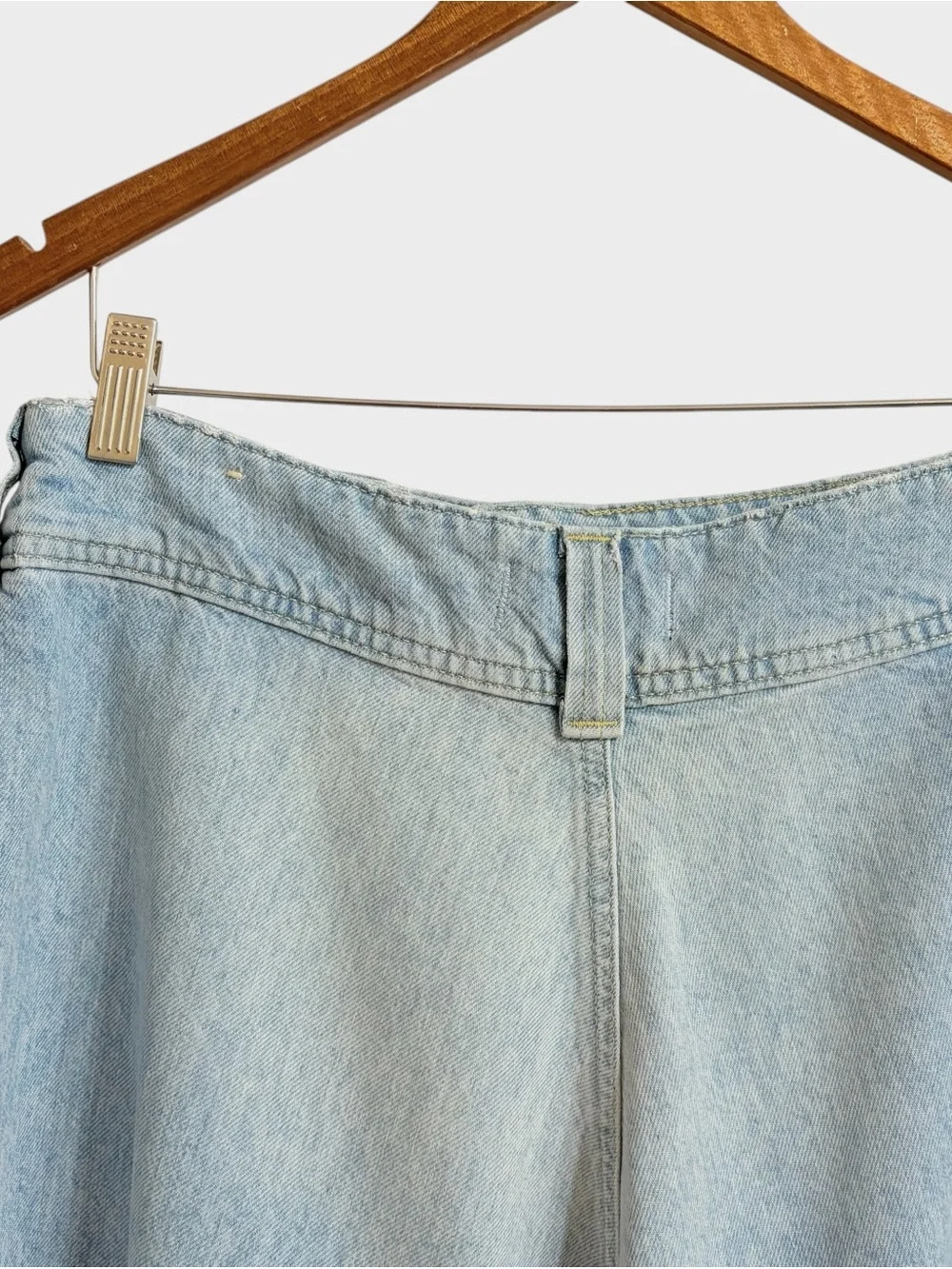 Free People We The Free Wonderland Boho Denim Mini Skirt 29 Distressed Concert
